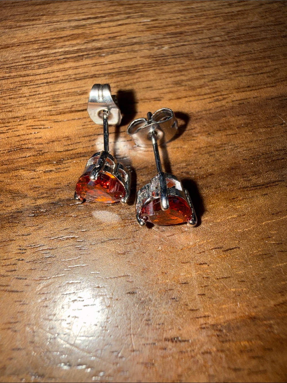 Sterling-Style Orange Gemstone Stud Earrings